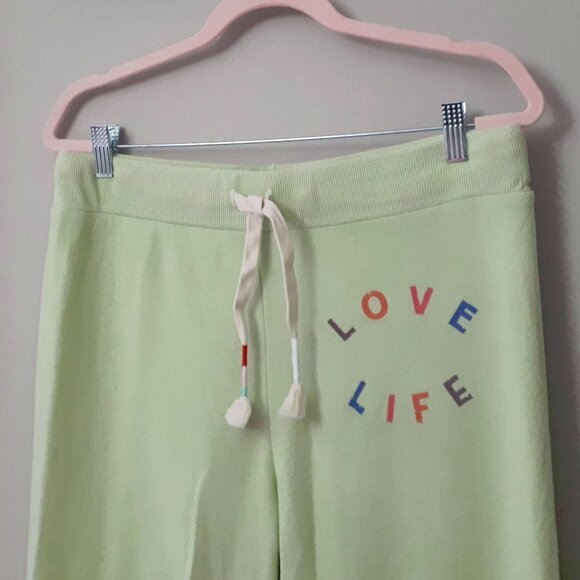 NWT Wildfox cotton blend lime green “Love Life” jogger trackpants, L - Picture 16 of 16